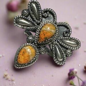 Bumblebee Jasper Butterfly Dragonfly Ring Size 9
